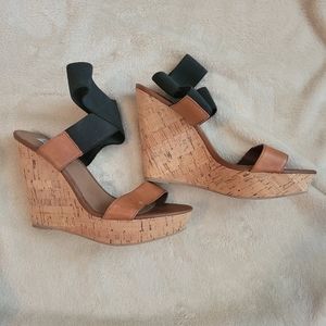 Steve Madden leather and cork Wedge, size 8